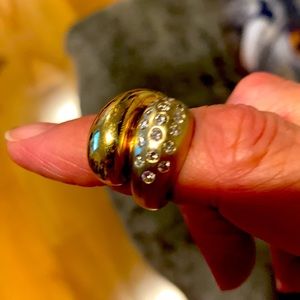 14kt gold white & yellow buy pass ring with diamonds